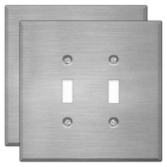 (Pack of 2) 2-Gang Toggle Switch Oversized Stainless Steel Metal Wall Plate