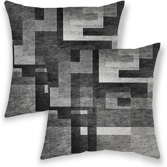 Black White Grey Pillow Covers 18x18, Abstract Art Outdoor Decorative Throw Pillows for Couch, Modern Geometry Decor Cushion Cover 2 Pcs Soft Farmhouse Square Pillowcase for Bed Car Safa