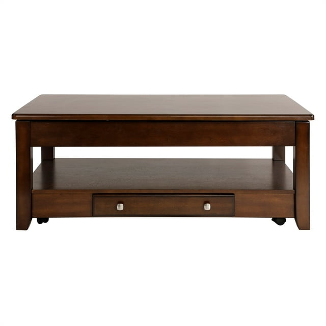 Lexicon Table Basse Relevable en Bois avec Roulettes en Cerisier Foncé