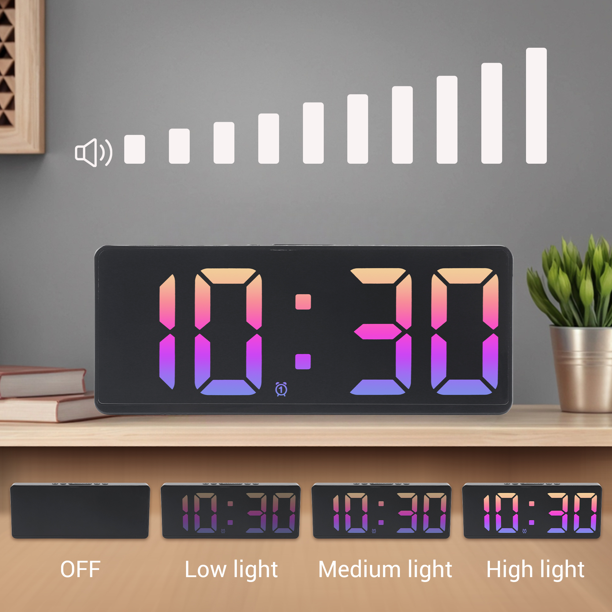 Unique Bargains Alarm Clock White Housing and Red Light 6.1"L x 0.9"W x 2.5"H