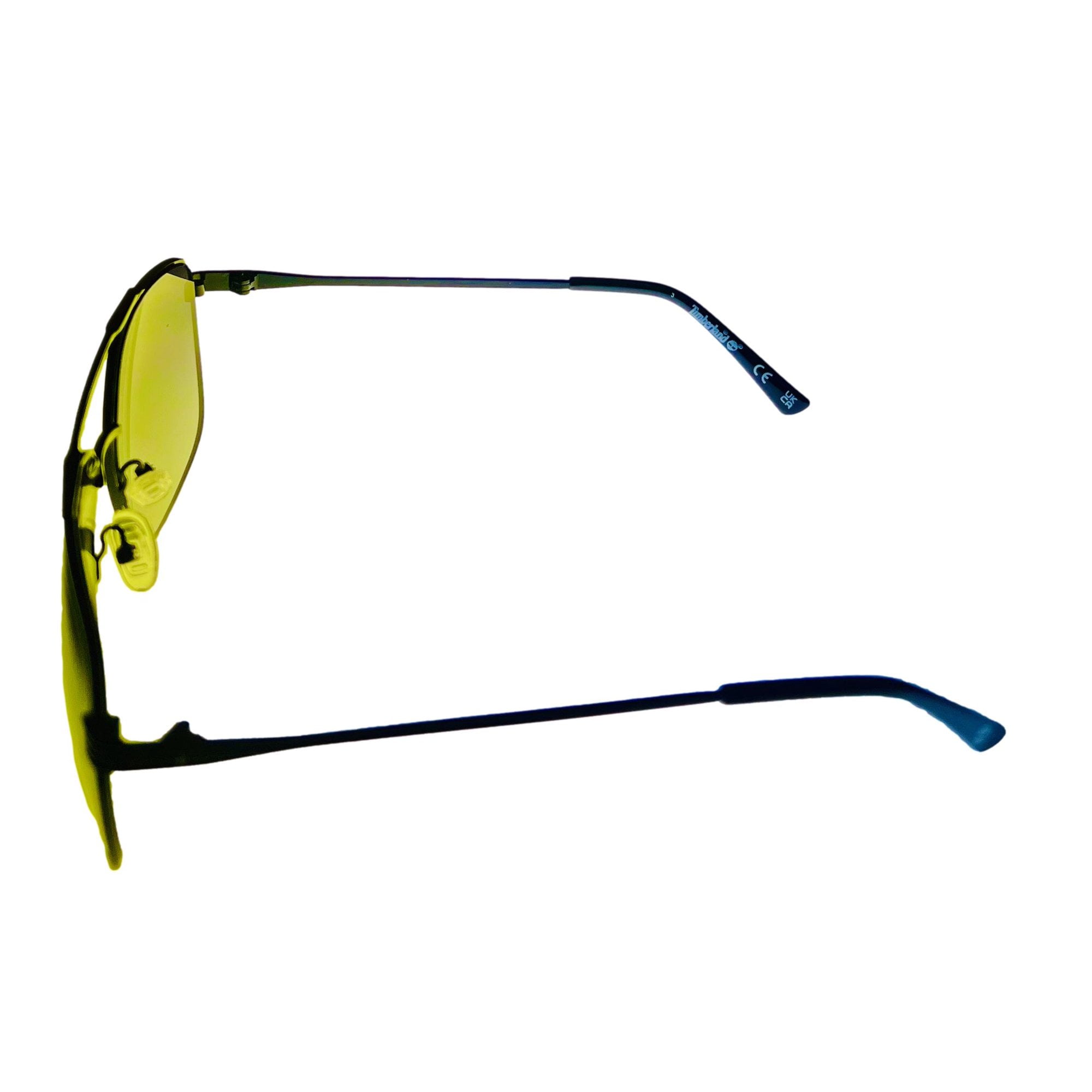 Timberland BLACK Men's Metal Rectangle Aviator Gradient Lens Sunglass