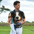 thumbnail image 2 of Kdxio Playful Smile Cute Dog Print Men's Short Sleeve Polo Shirt,Midweight Men's Shirt, 2 of 5