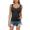 thumbnail image 2 of Helii Women's Lace Trim Cotton Camisole – 95% Cotton 5% Spandex Slim Fit Tank Top, Soft Stretchy Basic Layering Tank for Women, Everyday Undershirt with Lace Detail Black,XXL, 2 of 9