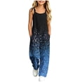 thumbnail image 2 of Hduncf Girls Sleeveless Jumpsuits Casual Spaghetti Strap Romper with Side Pockets Teen Girls Wide Leg Jumpsuit Summer Outfits Blue 11-12 Years, 2 of 9