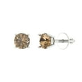 thumbnail image 2 of 0.5 Ct Round Cut Studs Champagne Crystal 18K White Solid Gold Everyday Dainty Earrings Screw Back, 2 of 7