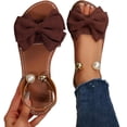 thumbnail image 4 of CHUMUD Womens Bow Decor Ankle Strap Flat Sandals, Casual Open Toe Slip-On Summer Shoes, Lightweight Beach Sandals, 4 of 9