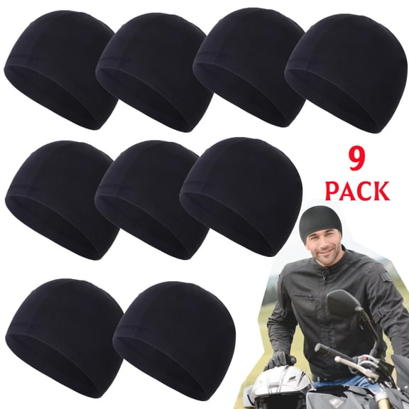 9PCS Black Skull Cap Helmet Liner Cooling Skull Caps for Men Women, Breathable Sweat Wicking for Cycling Motorcycle Running