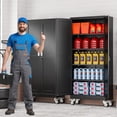 thumbnail image 2 of 71" Tall Metal Garage Storage Cabinet with Wheels and Locking Doors and Tall Rolling Steel Tool Cabinet with 4 Adjustable Shelves for Garage,Home,Office,Shop (Black), 2 of 14