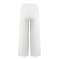 thumbnail image 5 of WULMLEO Linen Pants Women Spring Summer Dressy Casual High Waisted Drawstring Pant Cotton Straight Leg Lounge Trousers White S, 5 of 6
