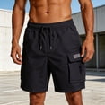 thumbnail image 2 of Athletic Cargo Shorts Men Solid Color Drawstring Casual Straight Fit Pants Workout Gym Basketball Shorts With Multi Pockets, 2 of 4