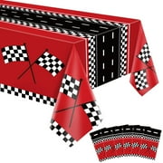FVEOCR 6PCS Racing PriNst Car Tablecloths Car Birthday Party Supplies Road Table Cloth Race Car Theme Party Table Cover Racing Theme Car Decorations of 51 X 86IN
