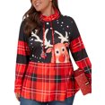 thumbnail image 3 of Gvmfive Women Plus Size Christmas Printed Tops Long Sleeve Pullover T Shirt, 3 of 5