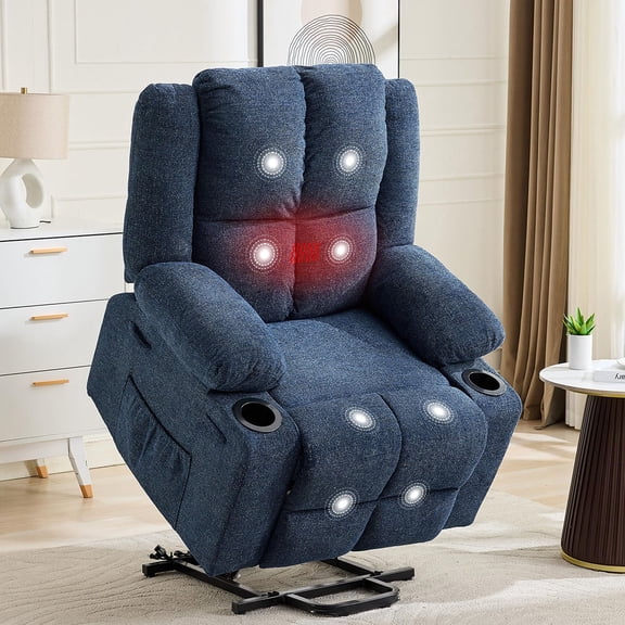 Soonbuy Power Lift Recliner Chair for Elderly,Oversized Lift Chair Stand Assist with Massage and Heat,155°Adjustable Lay Flat Lift Electric Recliner Chairs with 2 Cup Holders for Living Room