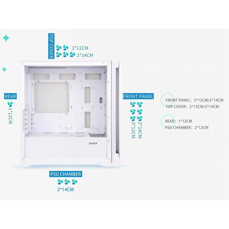 SAMA MATX/ITX Case Tempered Glass Mid Tower Computer Case