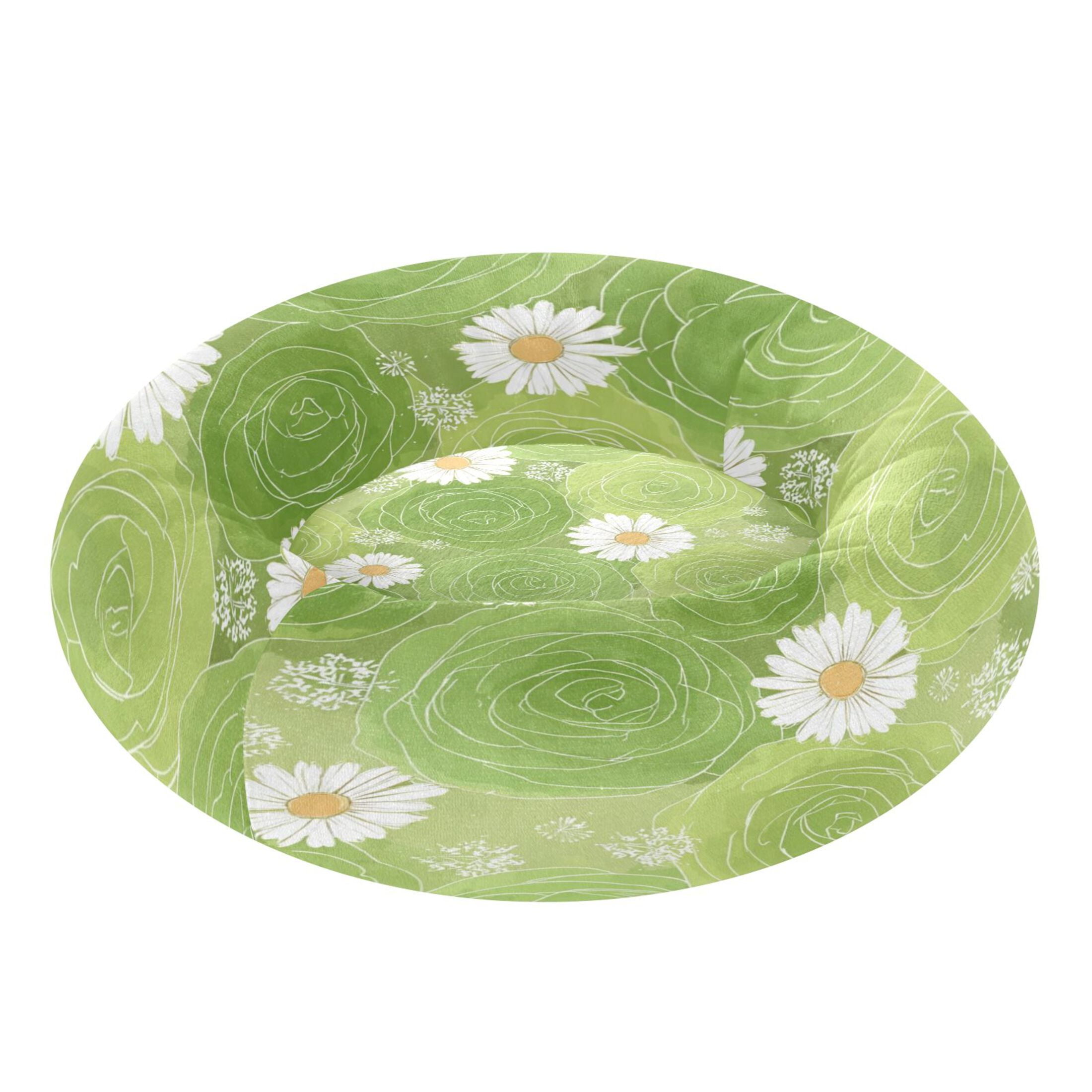 Iauyy Pet Couch Donut Cat Bed for Indoor Cats/Small Dogs Washable & Machine with Non-slip Bottom Calming Cat Furniture, Light Green Color Tone (M)