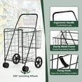 thumbnail image 4 of SSyao Jumbo Shopping Cart with Rolling Swivel Wheels, Foldable Grocery Cart on Wheels with Double Basket, Heavy Duty Utility Cart, Shopping Carts for Groceries Laundry Book Luggage Travel Black, 4 of 8