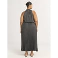 thumbnail image 2 of Scoop Women’s and Women's Plus Satin Halter Maxi Dress, Sizes XS-4X, 2 of 4