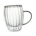 thumbnail image 2 of Taza de café, taza de café, taza de matrícula a rayas de doble capa transparente, taza de vidrio para té, café con leche, café, bebida, café expreso 350 ml, 2 of 8