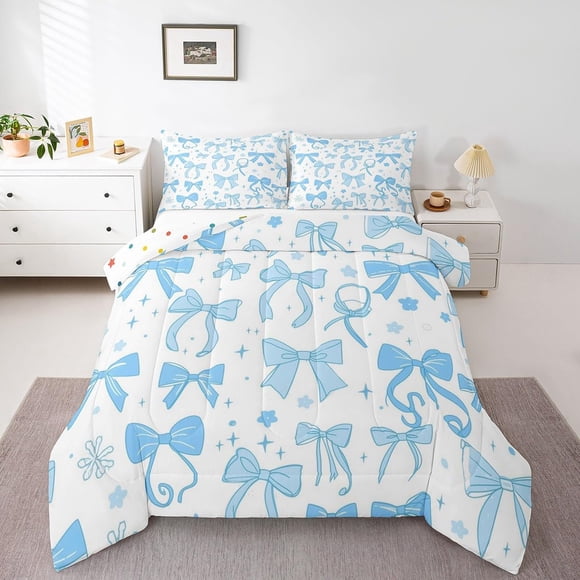 Juego de Edredón Feelyou Twin con Diseño de Lazo Azul