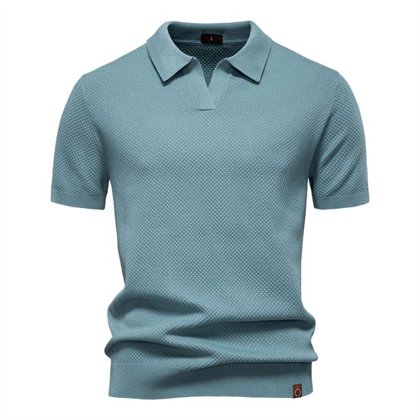 pstuiky camisetas para hombre, Suéter informal de manga corta con cuello vuelto, cómodo y liso para hombre camisas casuales para hombre m