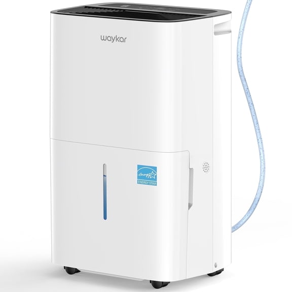 Waykar Dehumidifier, 25 Pint DOE (Max 80 Pint) for Home & Basements, 3500 Sq. Ft, Energy Star, Continuous Drain Hose