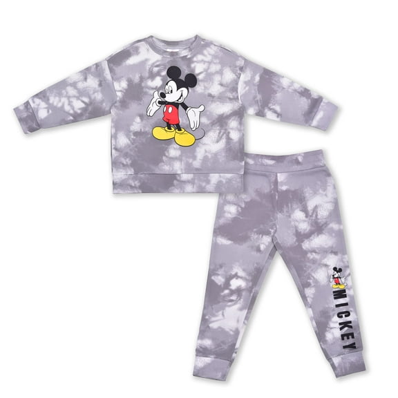 Mickey Mouse Boys 2 Piece Tie Dye Crewneck and Jogger Set, 4-8