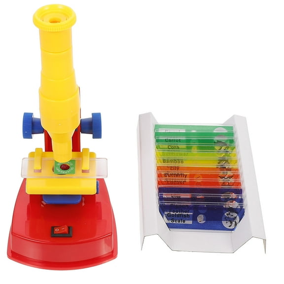 PTOOTP Red Experiment Microscope Toy Set with Manual, High Performance Educational Science Kit for Kids and Students
