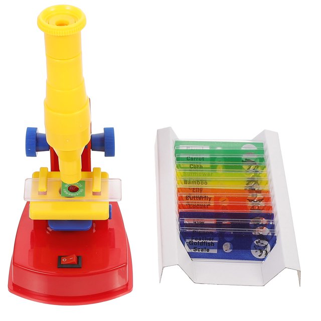 OULII 1 Ensemble Microscope en Plastique Rouge Jouet DIY Scientifique pour Enfants Outil d'Expérience