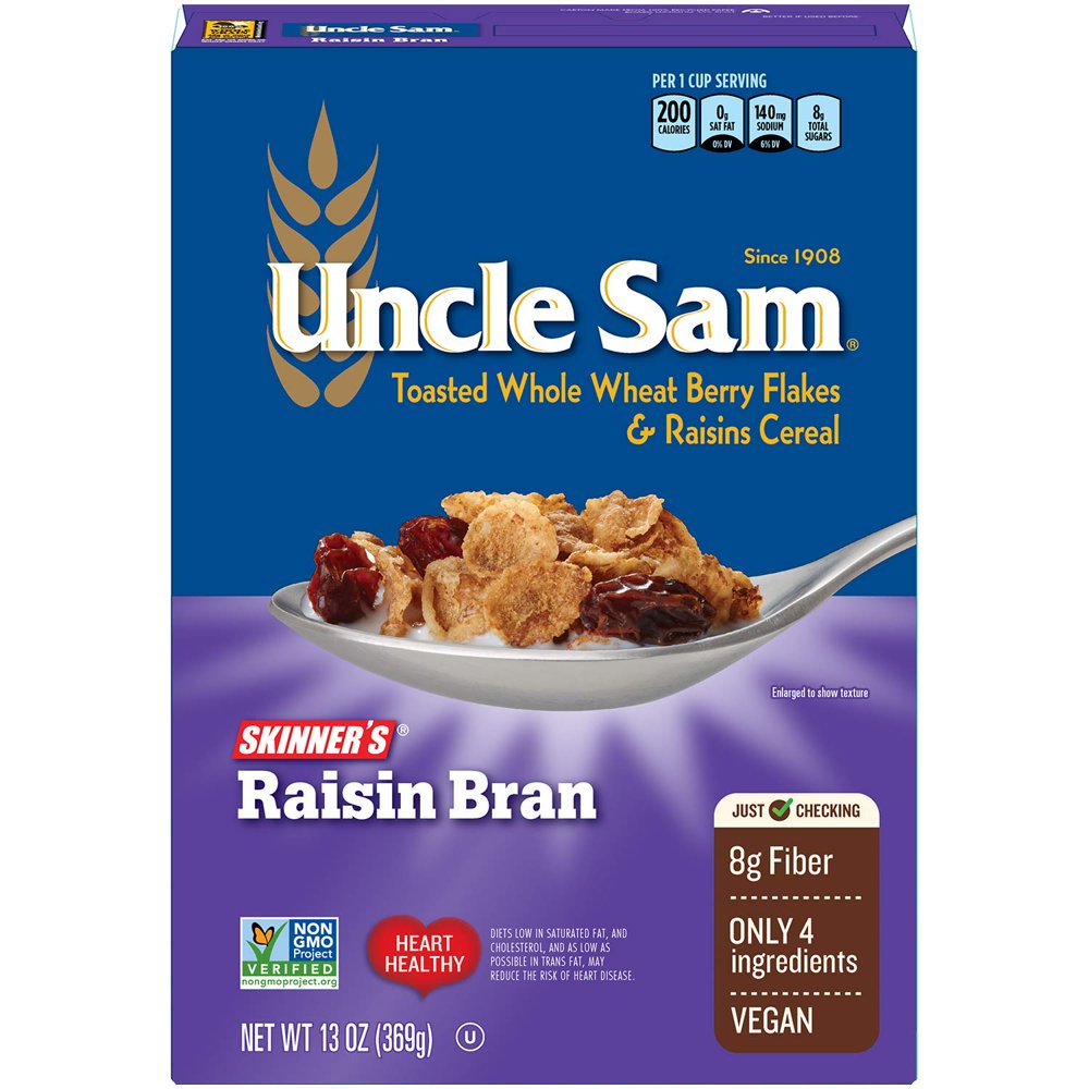 Uncle Sam Skinner's Raisin Bran Cereal, High Fiber, Whole Grain, Non