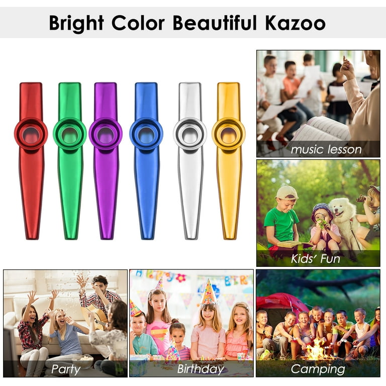 Cacagoo Metal Kazoos, 6 Colors, Easy to Play Musical Instruments