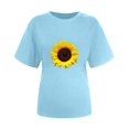 thumbnail image 3 of VOONCAS Womens Short Sleeve Crewneck Cotton T-Shirt, Solid Basic Soft Comfortable Tee, Everyday Casual Top, Blue,Size S, 3 of 4