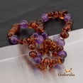 thumbnail image 5 of Amberalia knotted Baltic Amber Necklace with Amethyst, GIA Certificated - for natural remedies - Boost immune System - Cognac-Amethyst 12.5”, 5 of 7