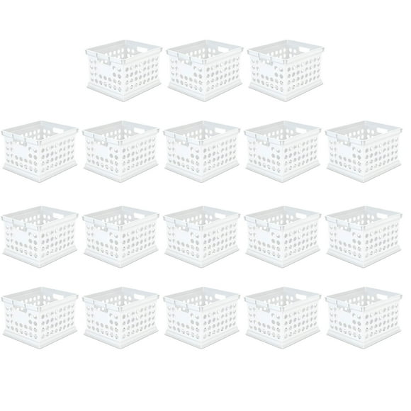 Sterilite Caisse de Rangement Empilable en Plastique, Blanc, Lot de 18