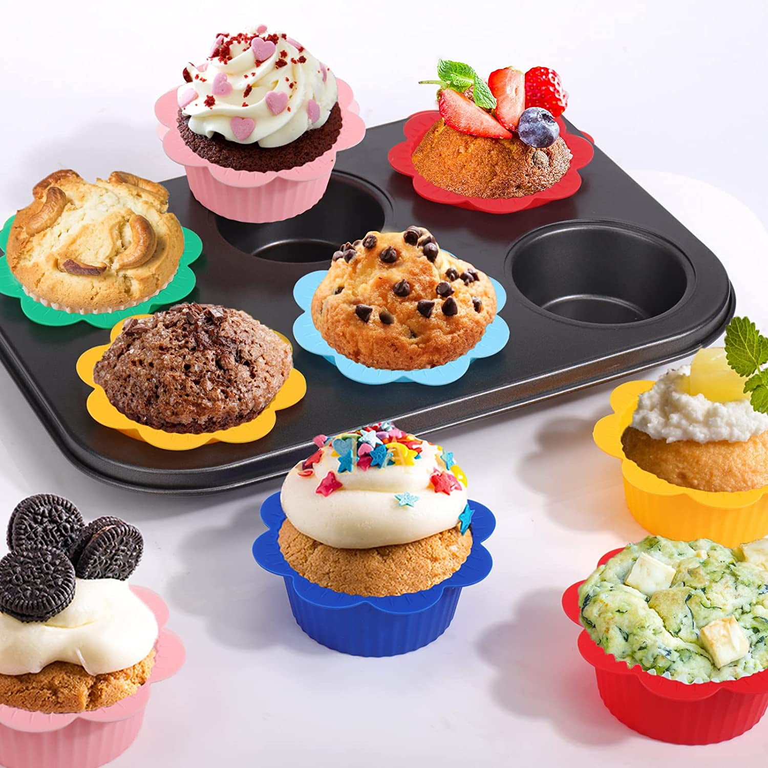 Reusable Cupcake Liners 36 Pcs Silicone Lunch Box Dividers, Non-Stick  Food-Grade Silicone Muffin Cups, Bento Box Accessories for Kids