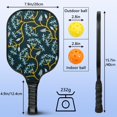 thumbnail image 3 of Pickleball Paddles Set Of 1, Fiberglass Surface, Floral, Flowers Print, 1 Paddle, 2 Balls & Bag, 3 of 5