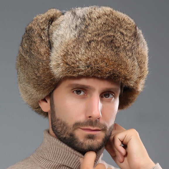 Men Winter Russian Ushanka Hat Faux Fur Trapper Cap Warm Outdoor Earflap Bomber