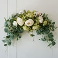 thumbnail image 2 of Guirnalda de dintel Ticfox decoración de puerta colgante de flores simuladas blanca y verde 75 cm, 2 of 10