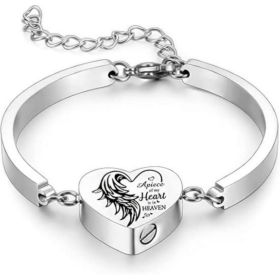 Heart Urn Bracelet for Ashes for Women Men Adjustable Urn Cuff Bracelet for Human Pet Cremation Jewelry