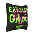 thumbnail image 2 of ZICANCN Eat Sleep Game Green Throw Pillow Covers, Bed Couch Sofa Knit Decorative Pillow Covers for Living Room Farmhouse, 16"x16", 2 of 8