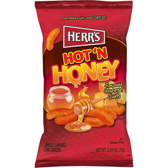 Herr's Hot'N Honey Flavored Cheese Curls 2.75 Ounce Bag