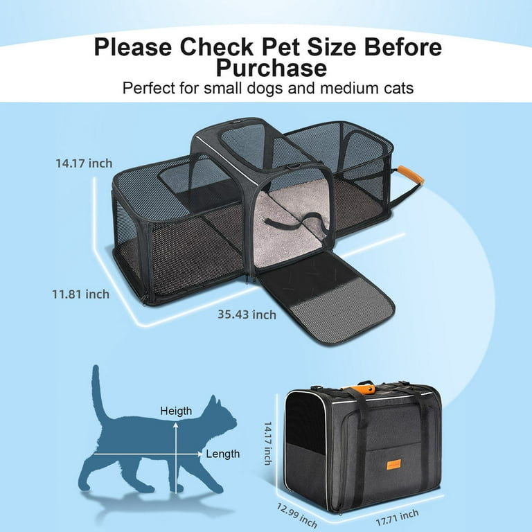 Airline Approved Pet Carrier - Soft-Sided Carriers for Small Medium Cats  and Dogs Air-Plane Travel On-Board Under Seat Carrying Bag with Fleece