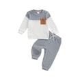 thumbnail image 1 of Conjunto de ropa para bebé niño pequeño: jersey de manga larga de felpa a la moda con pantalones de color liso, 2 piezas, atuendo de invierno., 1 of 9