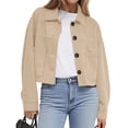 thumbnail image 2 of Chaqueta Corta de Ante Sintético para Mujer, Informal, Ligera, para Otoño e Invierno. Beige XXL, 2 of 8