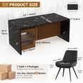 thumbnail image 2 of Hawsaiy 5 Piece Dining Table Set for 4, 63" Faux Marble Kitchen Table with LED Lights & Storage Cabinet and 4 Upholstered Dining Chairs, Modern Rectangular Dining Room Furniture Set, Black, 2 of 9