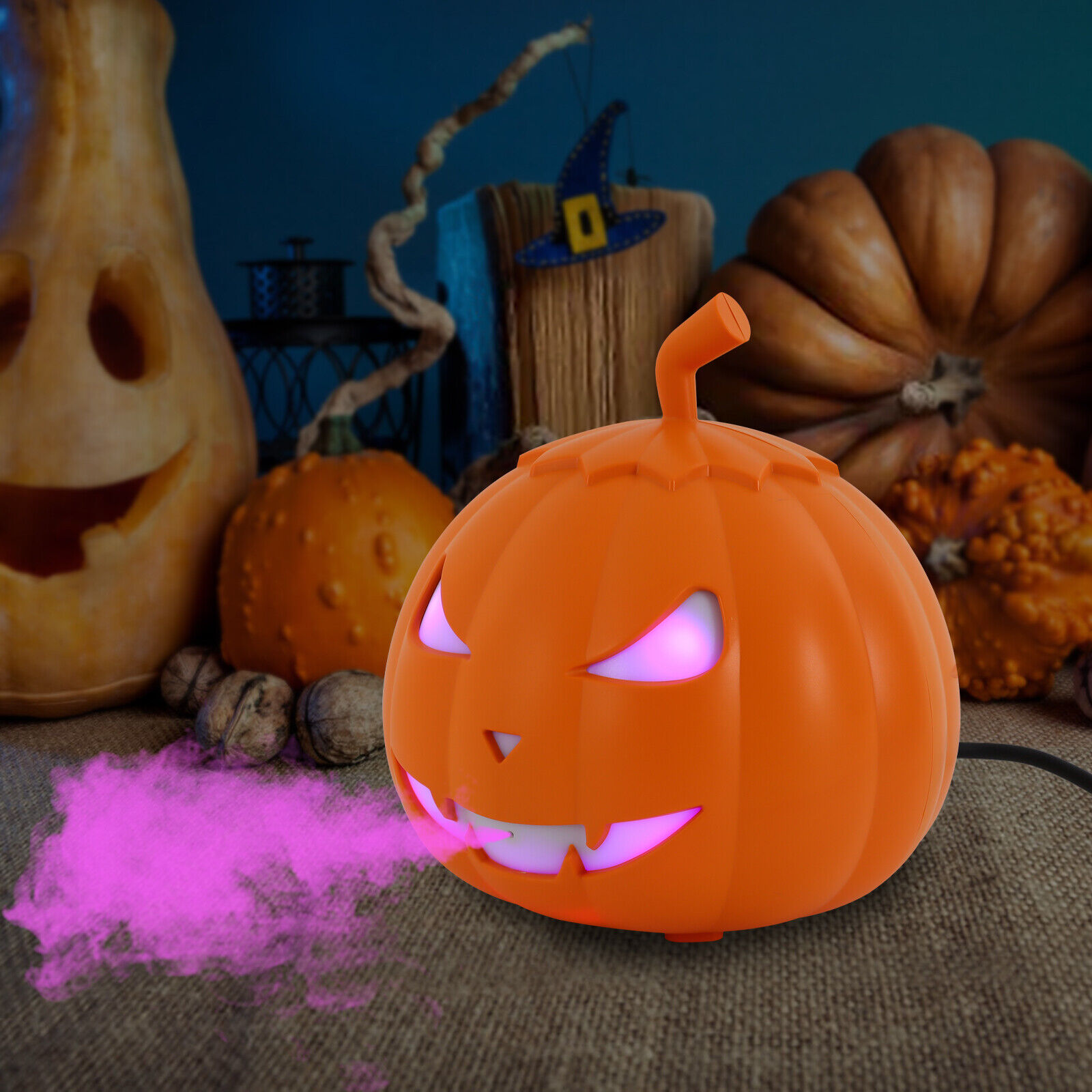 TFCFL 800W Pumpkin Smoke Fog Machine Parties Wedding Festival Tage Effects Fog Sprayer W/ LED Lights for Halloween Party