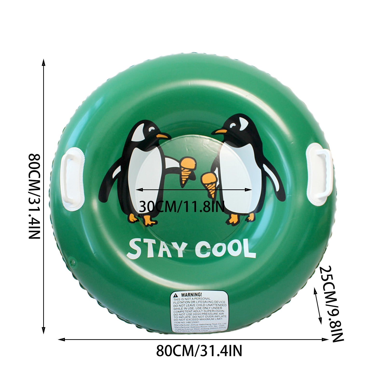 Winter Inflatable Snow Tube Sled with Heavy Duty Hard Bottom – 31.5in Outdoor Ski Ring with Handles Thickened PVC Snow Sled for Teens Adults Winter Sports Toys, Multicolor