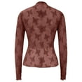 thumbnail image 6 of Fiaer Women Lace Shirts Crew Neck Hollow out Plus Size T Shirts Long Sleeve Slim Fit Casual Fashion Tops Brown L, 6 of 6