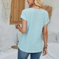thumbnail image 3 of Plebaso Women's Dressy Blouses Casual Crew Neck Short Sleeve Eyelet Shirts Loose Summer Tunics for Women, 3 of 9