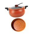 thumbnail image 5 of WeiLaiKeQi Micro Cookware 7L Double Handle Multipurpose Non Stick Soup Pot Simmer Pot for Food Soup Pasta Noodle Cereals orange, 5 of 9