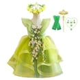 thumbnail image 2 of Disfraz de campanita para niñas, disfraz de Halloween para niños, disfraz de campanita verde, disfraz de hada princesa Tiana, fiesta de carnaval, 11-12T (etiqueta 160) Gao Jinjia LED, 2 of 2